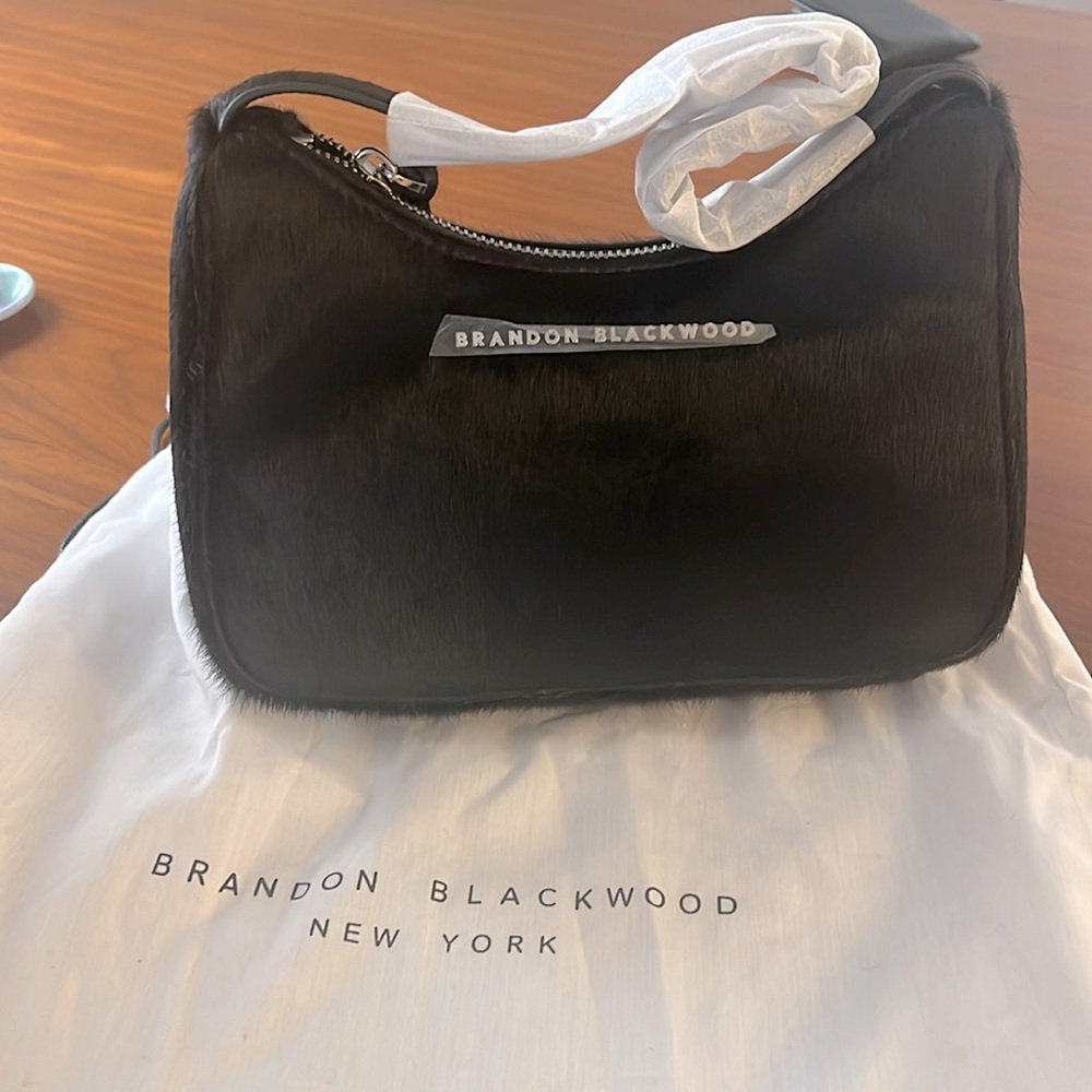 Brandon Blackwood Black Fur Shoulder Bag